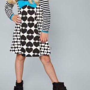 Black and white dress w/blue bow